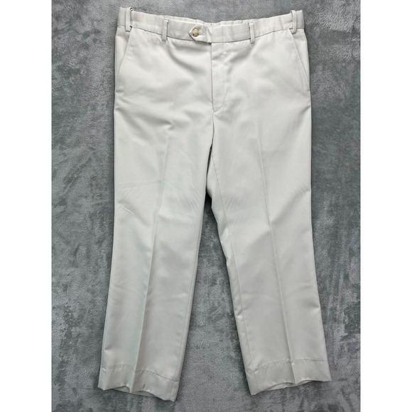 Berle Other - Berle Men's Dress Pants 38x29 Ivory Flat Front Stretch Pockets
